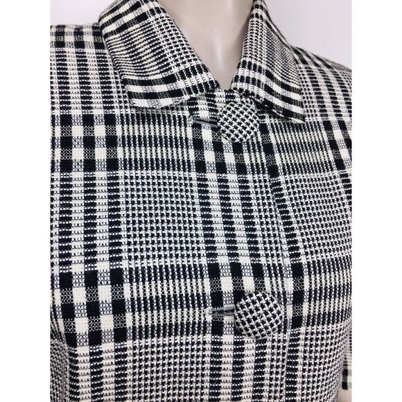 VTG Houndstooth Monochrome Plaid Button-Down Business Jacket Paul Stanley Size 6 - Picture 4 of 10